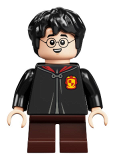 LEGO hp247 Harry Potter, Black Torso Gryffindor Robe, Dark Brown Short Legs